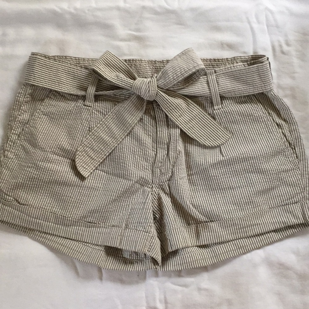 7 for All Mankind Belted Seersucker Shorts